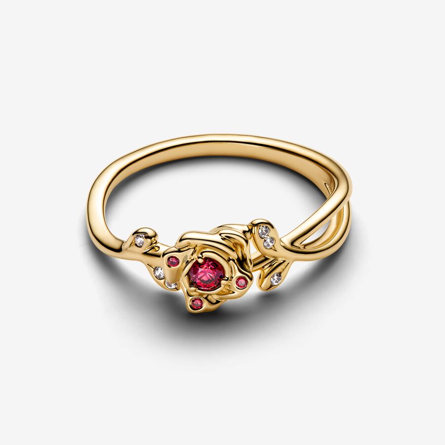 Gold-Plated Disney Beauty and the Beast Rose Ring