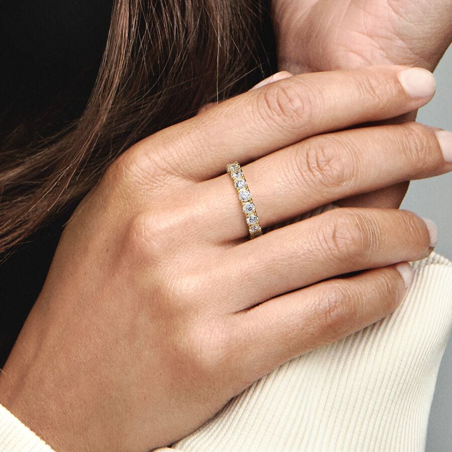 Gold Sparkling Row Eternity Ring