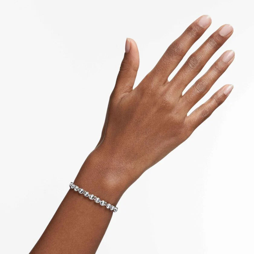 Tennis Bracelet, White, Rhodium Plated