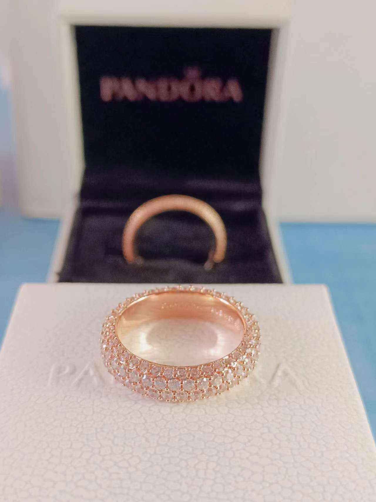 Timeless Pavé Double-row Ring Rose Gold-Plated