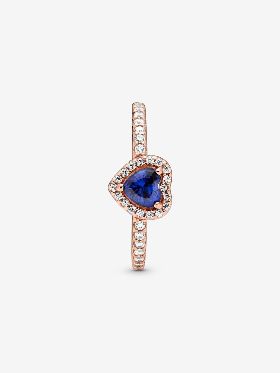 Rose Sparkling Blue Elevated Heart Ring