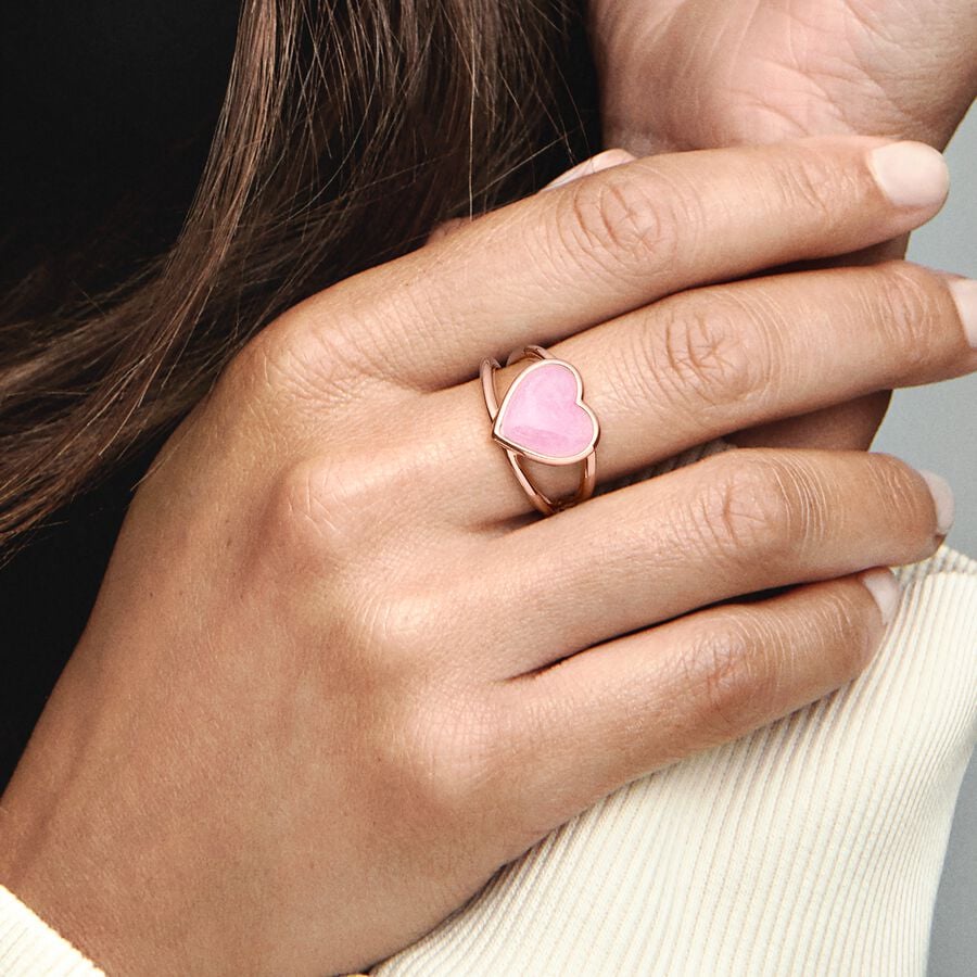Pink Swirl Heart Statement Ring