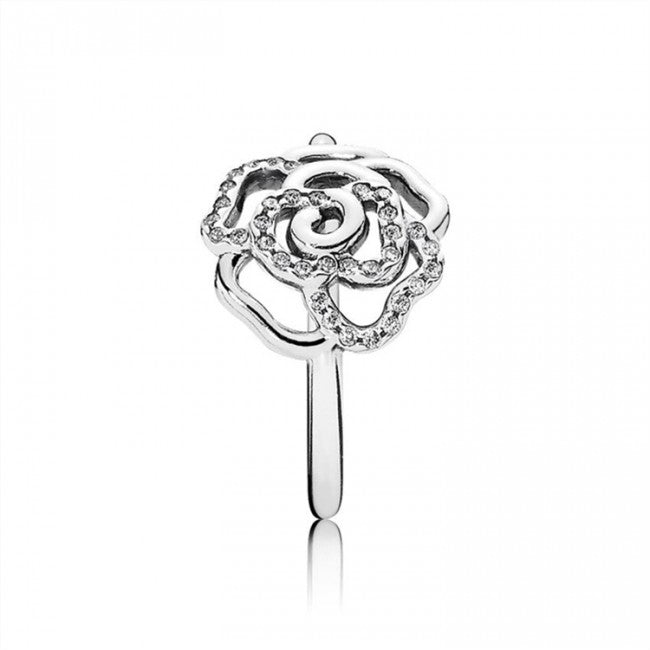 Shimmering Delicate Rose Clear Cubic Zirconia Ring