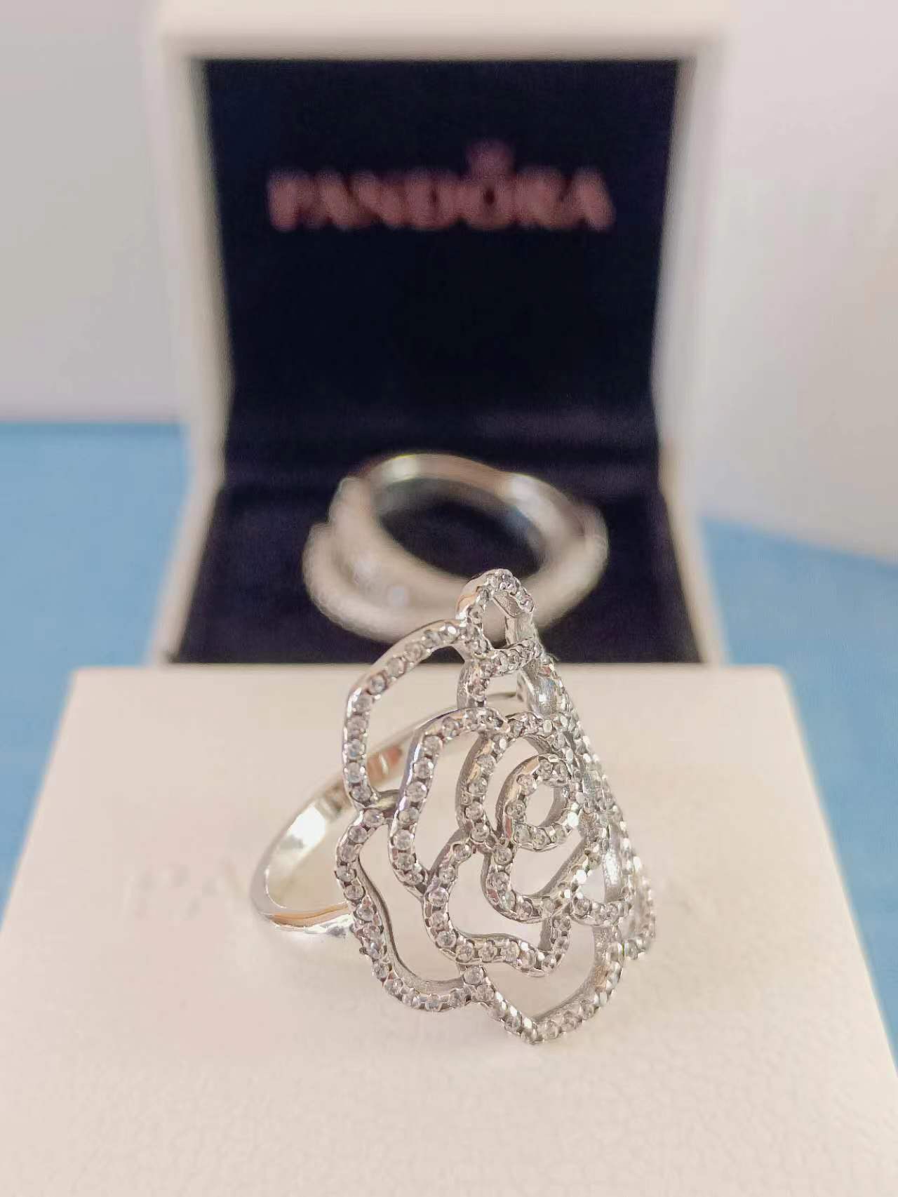 Women's Wildrose Ring,925 Silver with White Zirconia