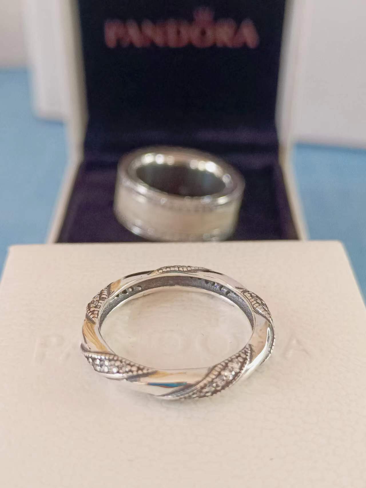 Ribbon of Love Stackable Ring with Clear Zirconia