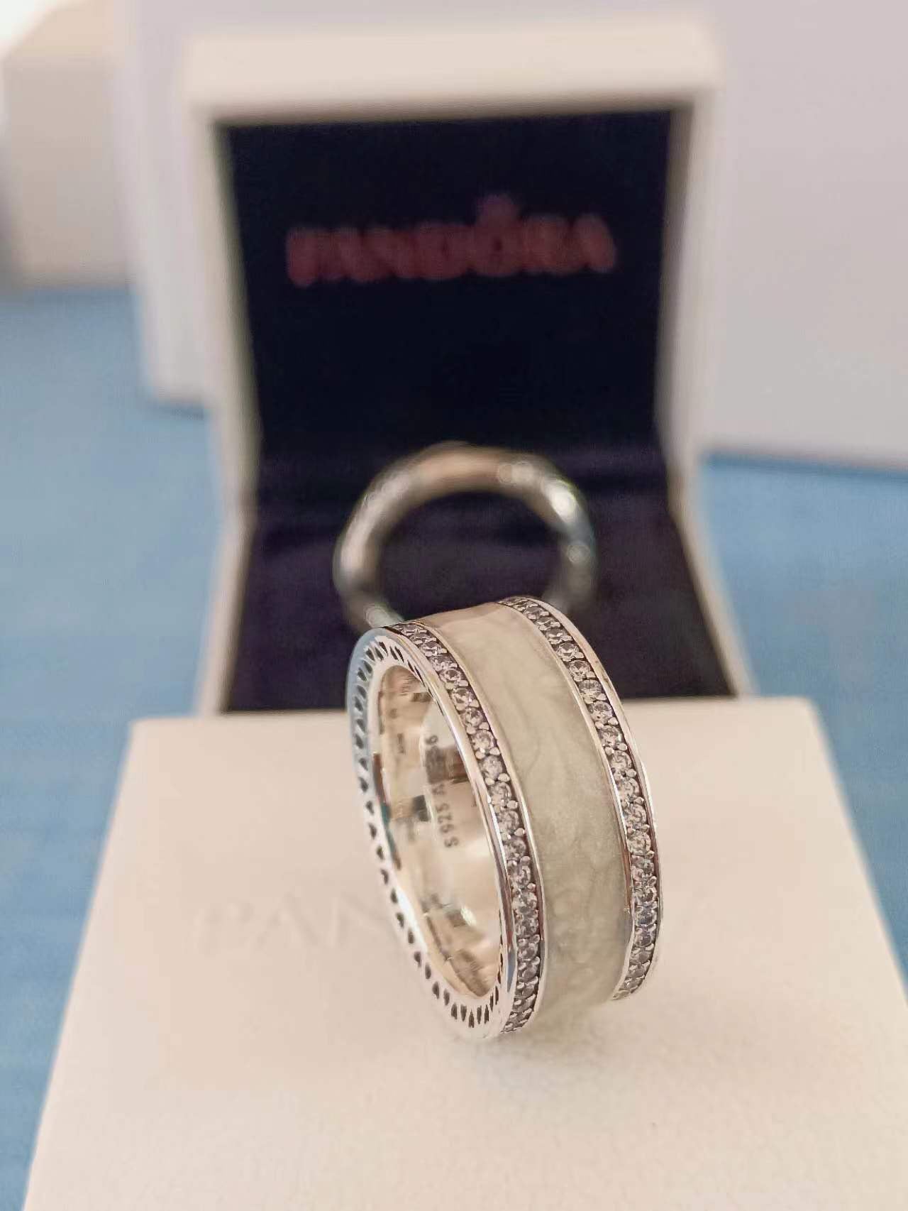 White Hearts Cubic Zirconia Ring in Sterling Silver