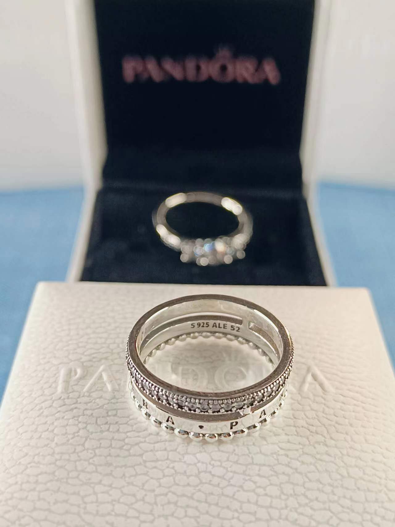 Signature Logo Pavé & Beads Ring
