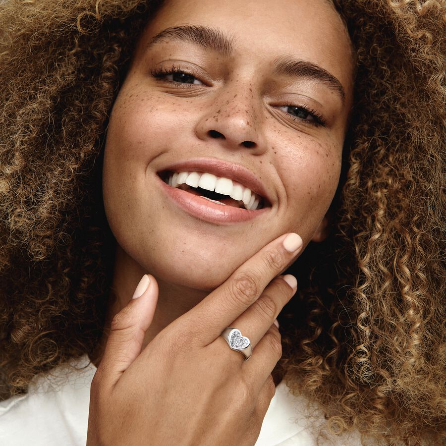 Radiant Heart Pave Signet Ring