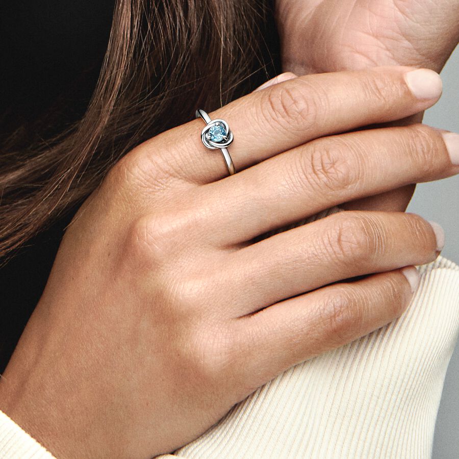 March Sea Aqua Blue Eternity Circle Ring