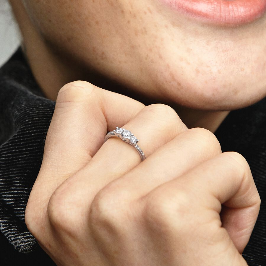 Clear Three-Stone Ring