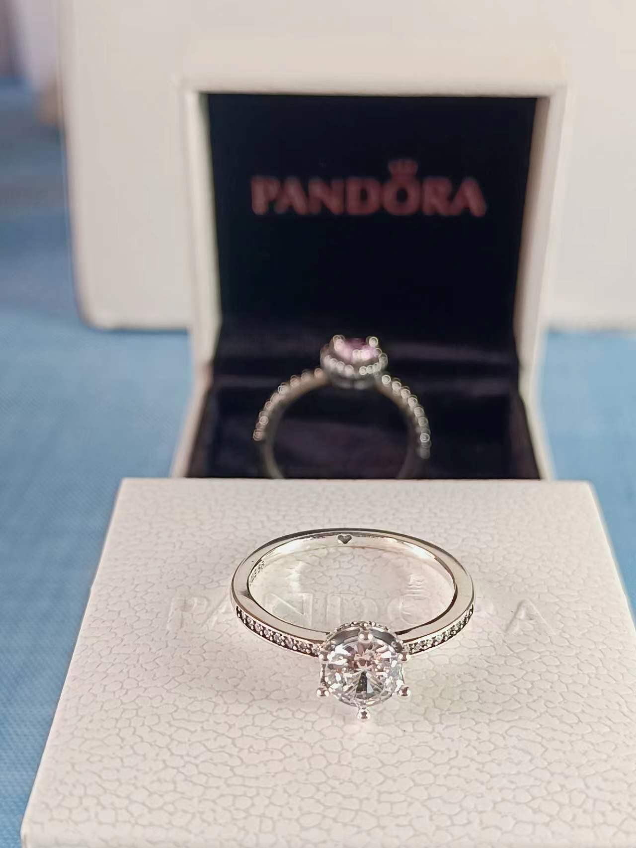 Clear Sparkling Crown Ring Sterling Silver