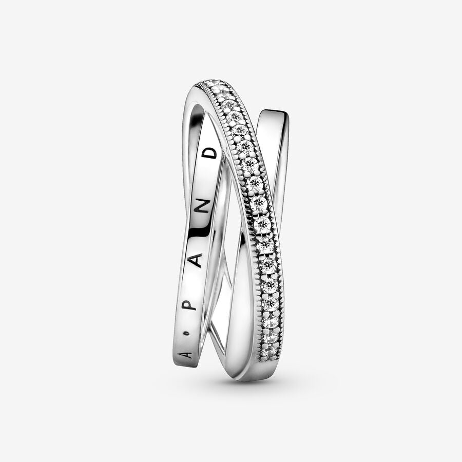 Crossover Pavé Triple Band Ring Sterling Silver