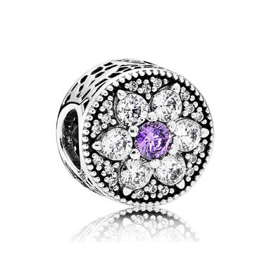 Forget Me Not Flower Charm with Purple Zirconia