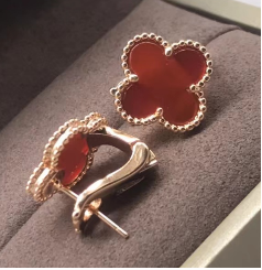Four-Leaf Clover Rose Gold Lever-Back Earrings