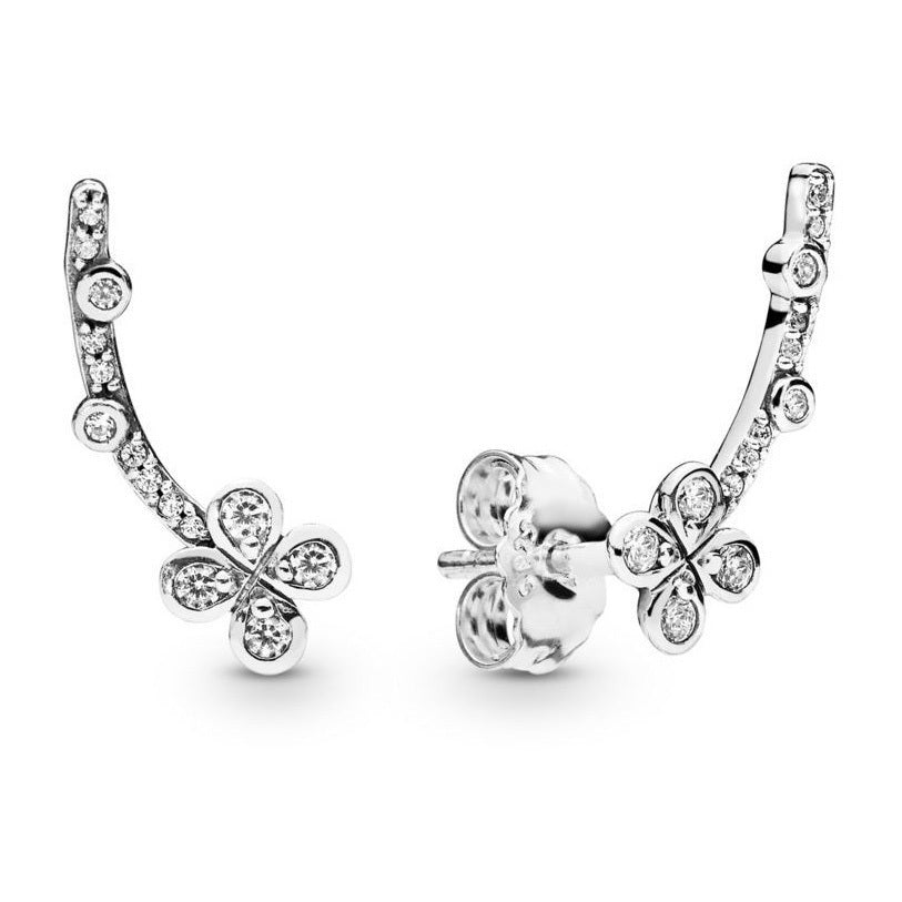 Draped Four-Petal Flower Stud Earrings