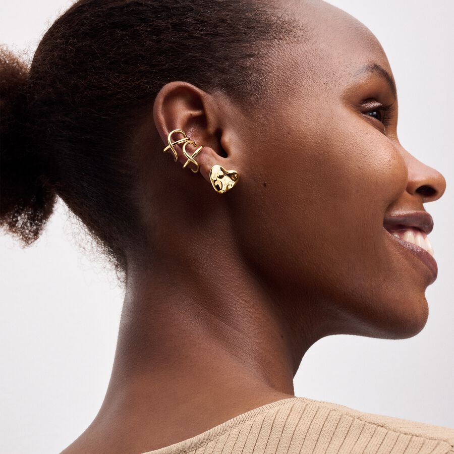 Heart gold-plated stud earrings