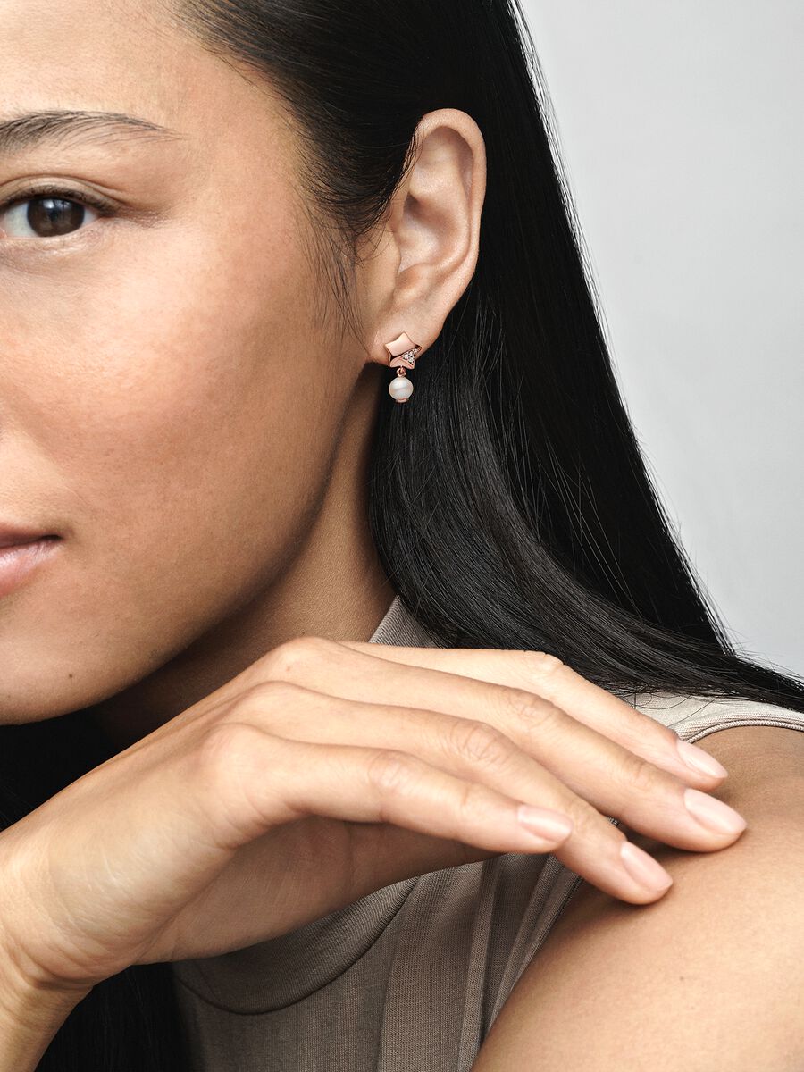 Lucky Star Treated Freshwater Cultured Pearl Drop Earrings Rose Gold