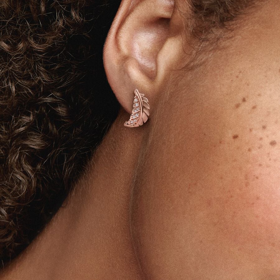 Floating Curved Feather Stud Earrings