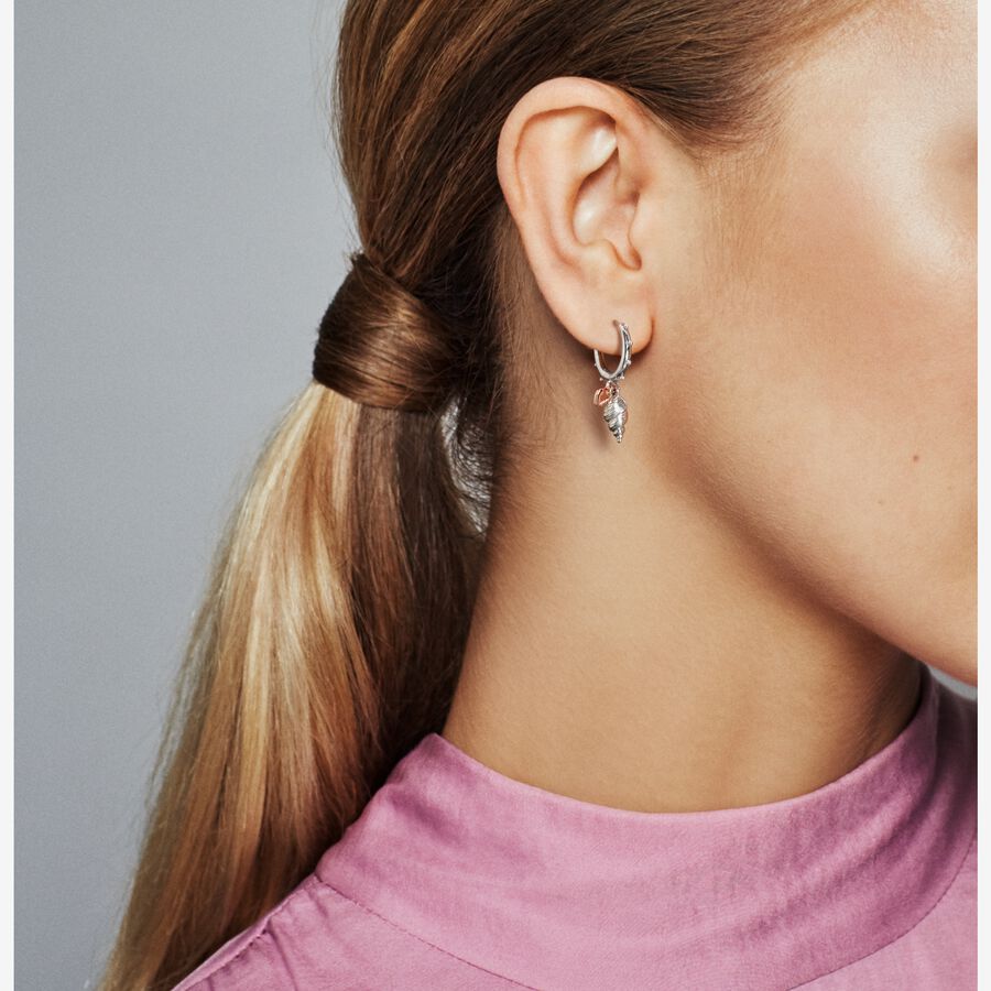 Heart and Conch Shell Hoop Earrings