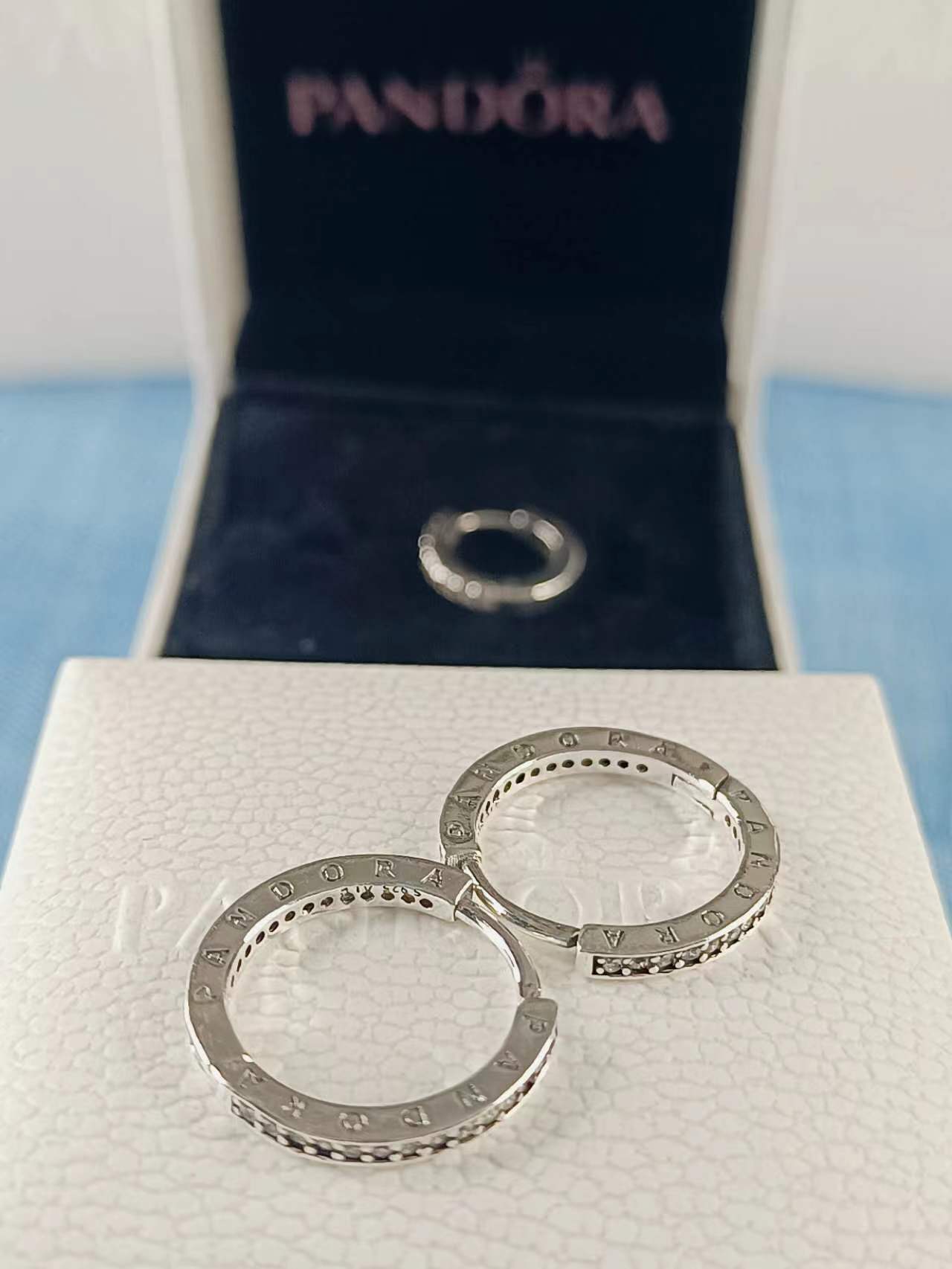 Sparkle and Logo Hoop Earrings