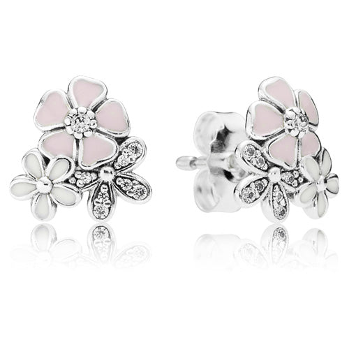 Poetic Blooms Stud Earrings with Mixed Enamel