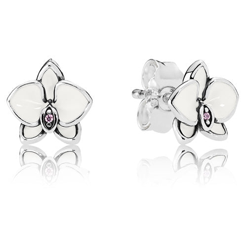 White Orchid Stud Earrings