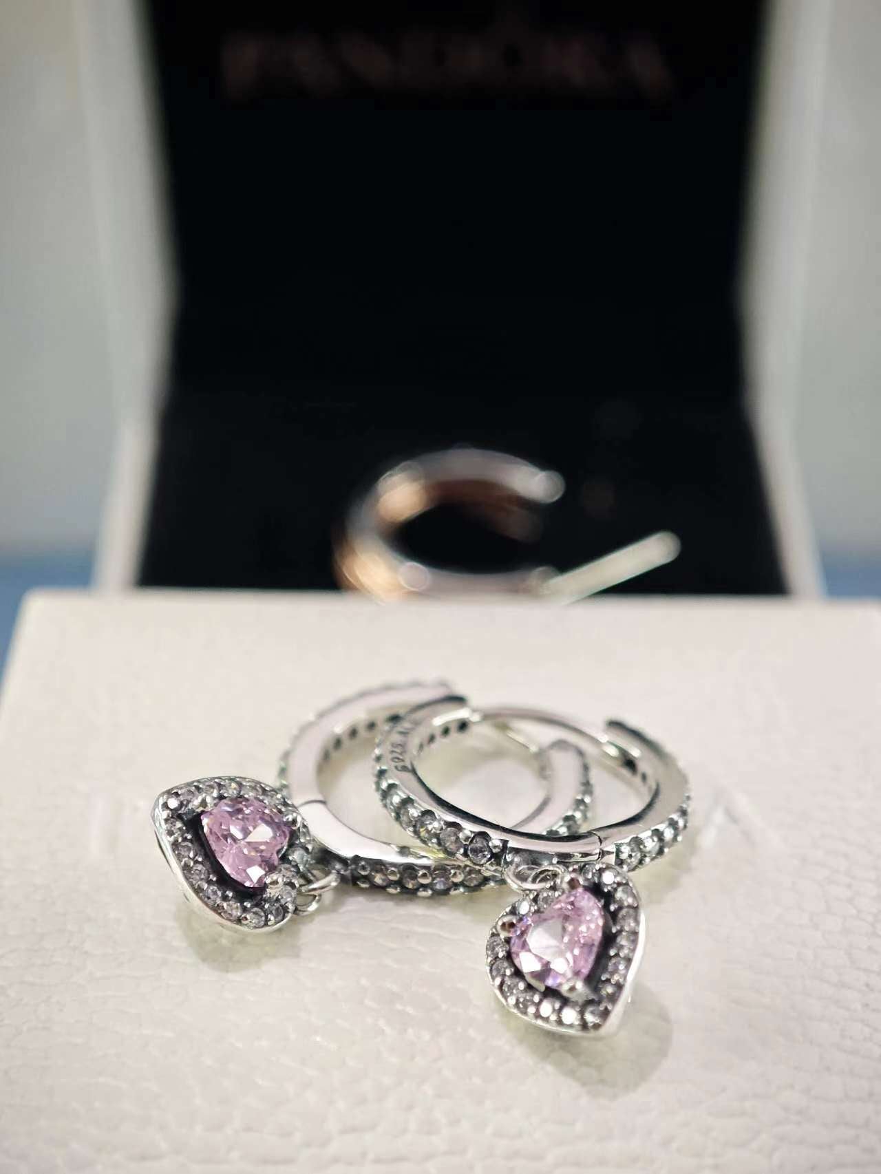 Sparkling Halo Heart Hoop Earrings