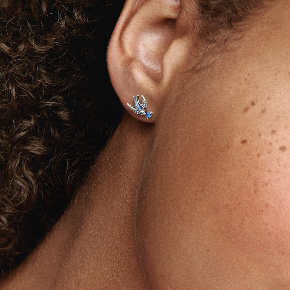 Sparkling Swallow Stud Earrings