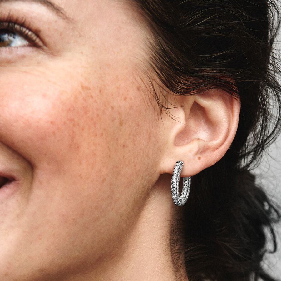 Timeless Pavé Single-row Hoop Earrings
