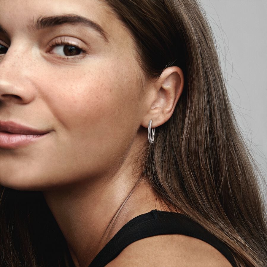 Moments Charm Hoop Earrings Sterling silver