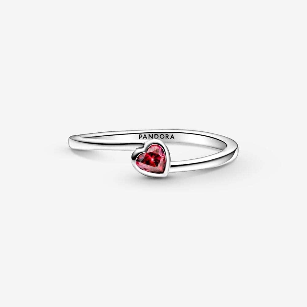 Red Tilted Heart Solitaire Ring