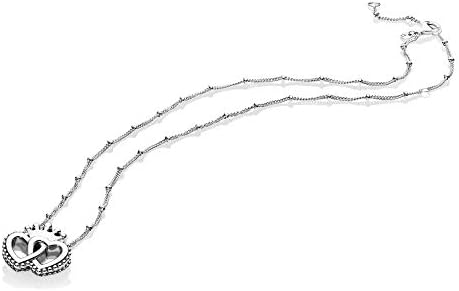 Crown & Interwined Hearts Pendant Necklace