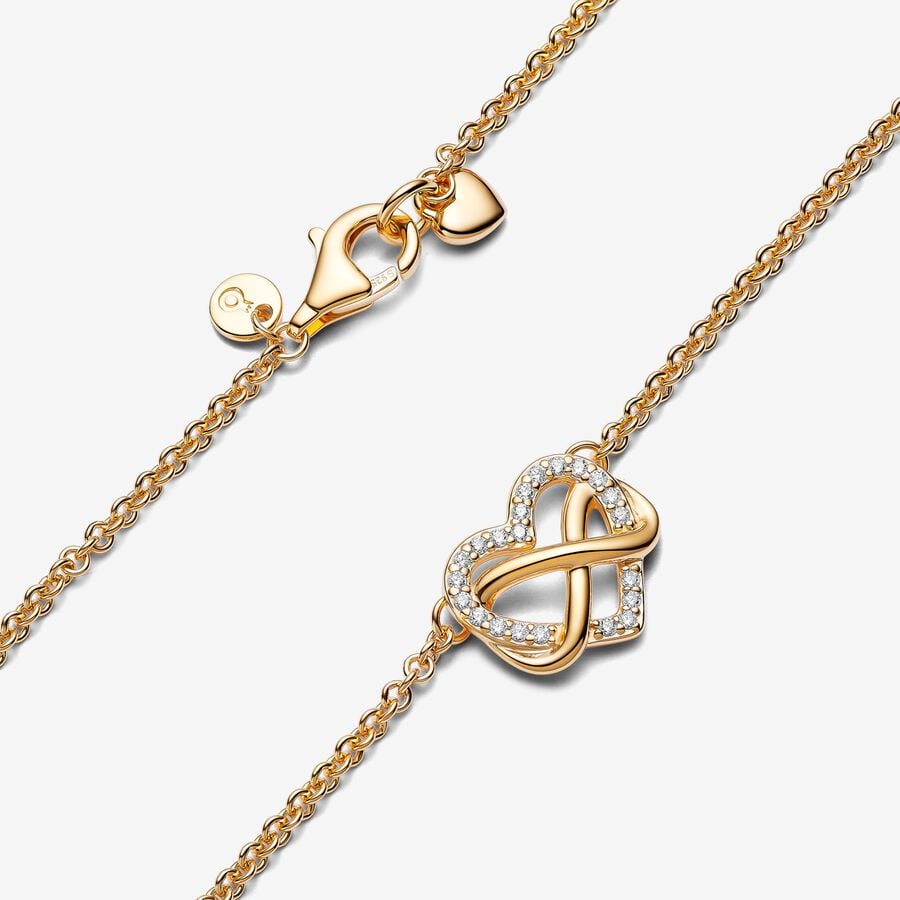 Sparkling Infinity Heart Collier Necklace Gold plated 50CM