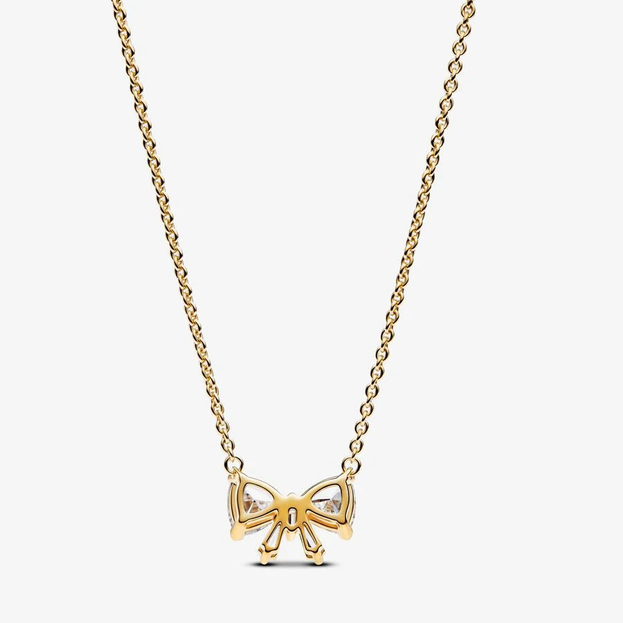 Gold-Plated Sparkling Bow Necklace
