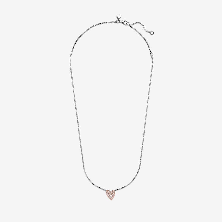 Rose Sparkling Freehand Heart Necklace