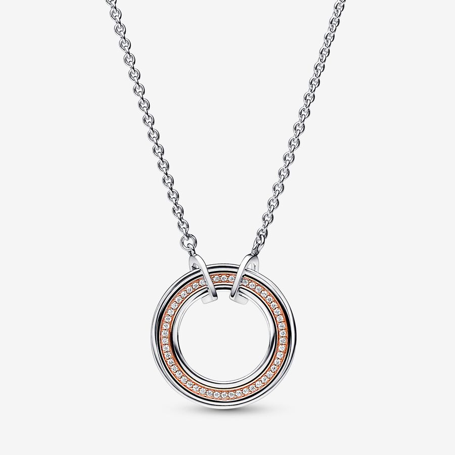 Signature Two tone Logo & Pavé Necklace