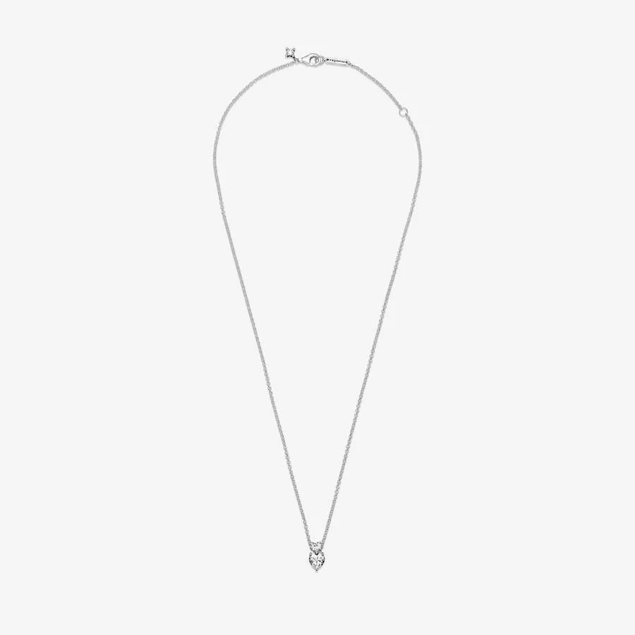 Double Heart Pendant Sparkling Collier Necklace