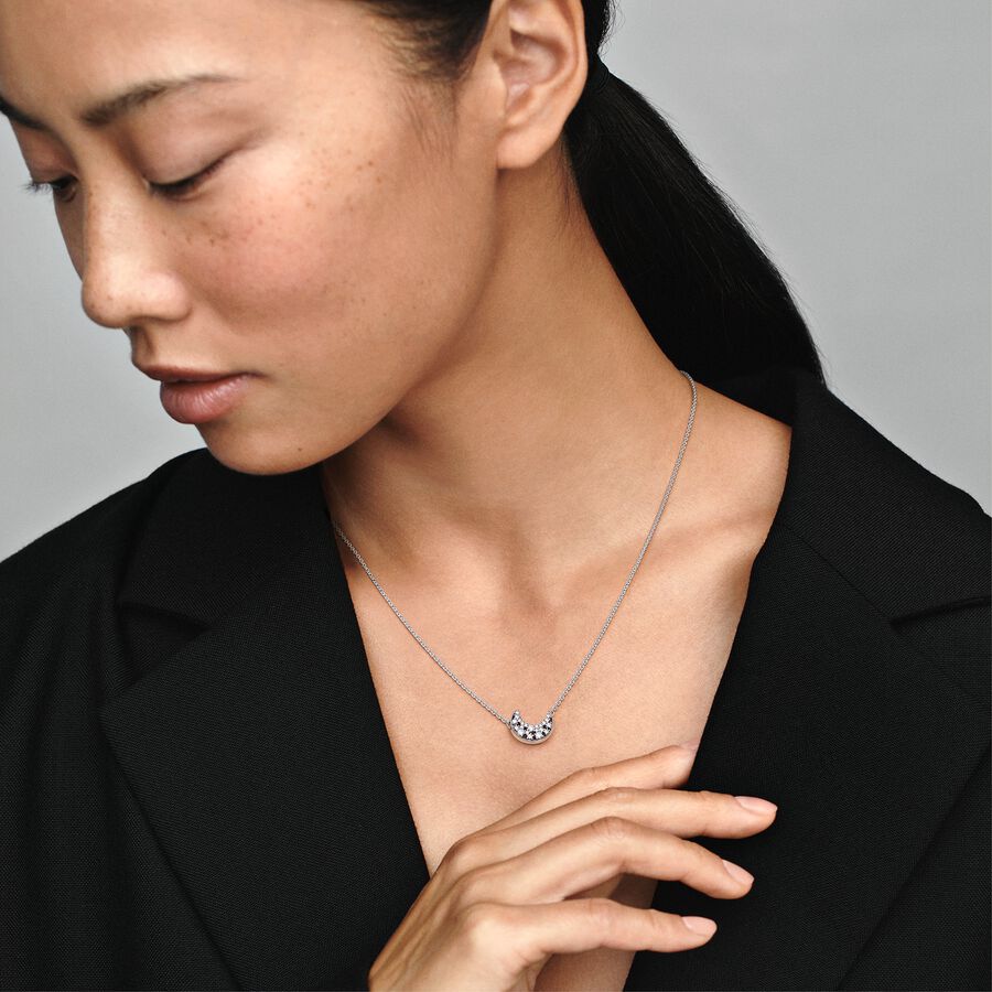 Shiny Crescent Moon Pendant Necklace