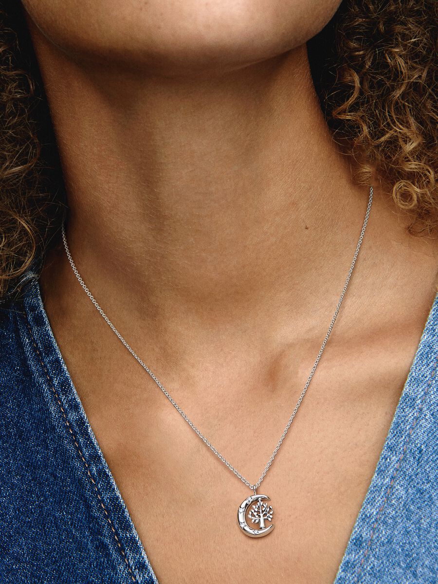 Moon and Spinning Tree of Life Necklace