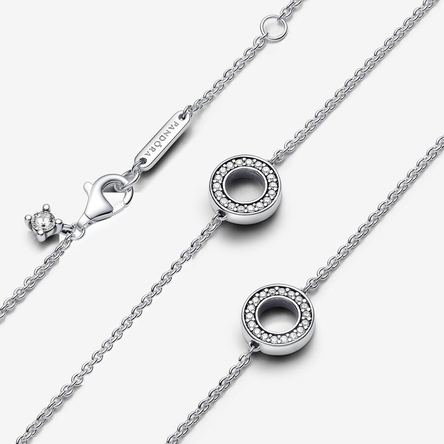 Pavé Circles Chain Necklace 50CM