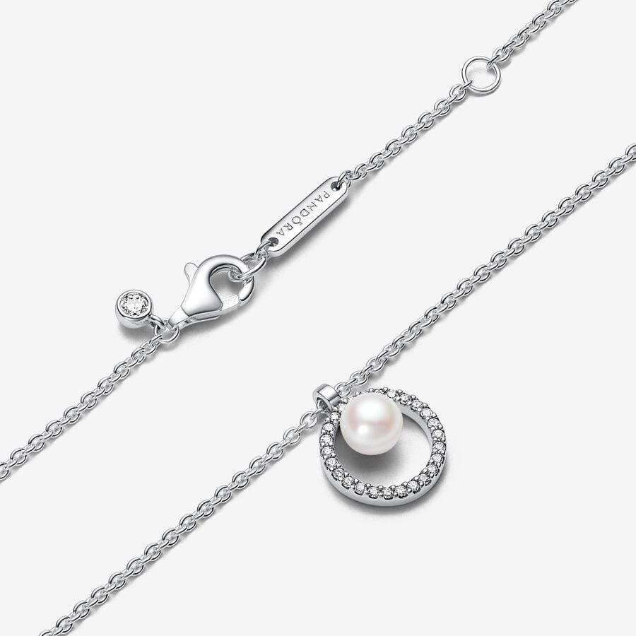 Treated Freshwater Cultured Pearl & Pavé Collier Necklace 45CM
