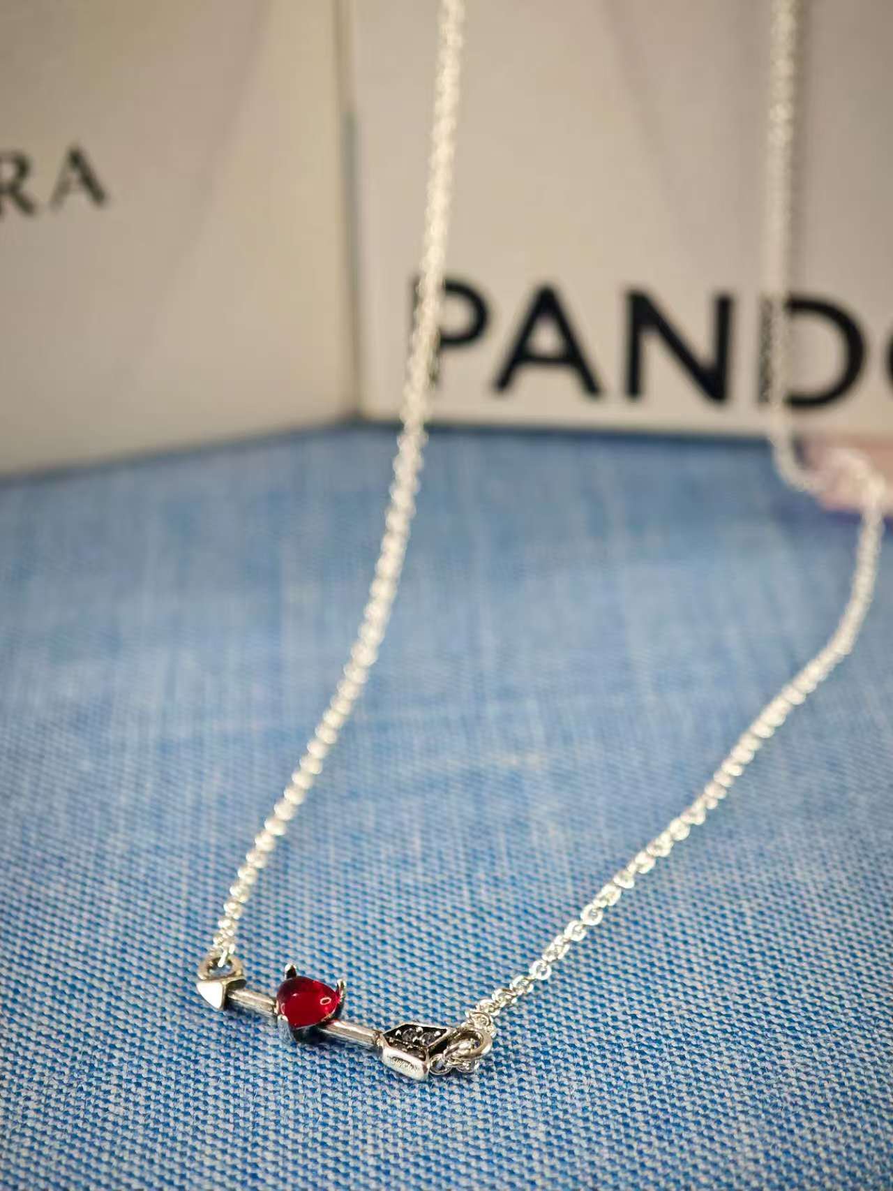 Arrow & Murano Glass Heart Necklace
