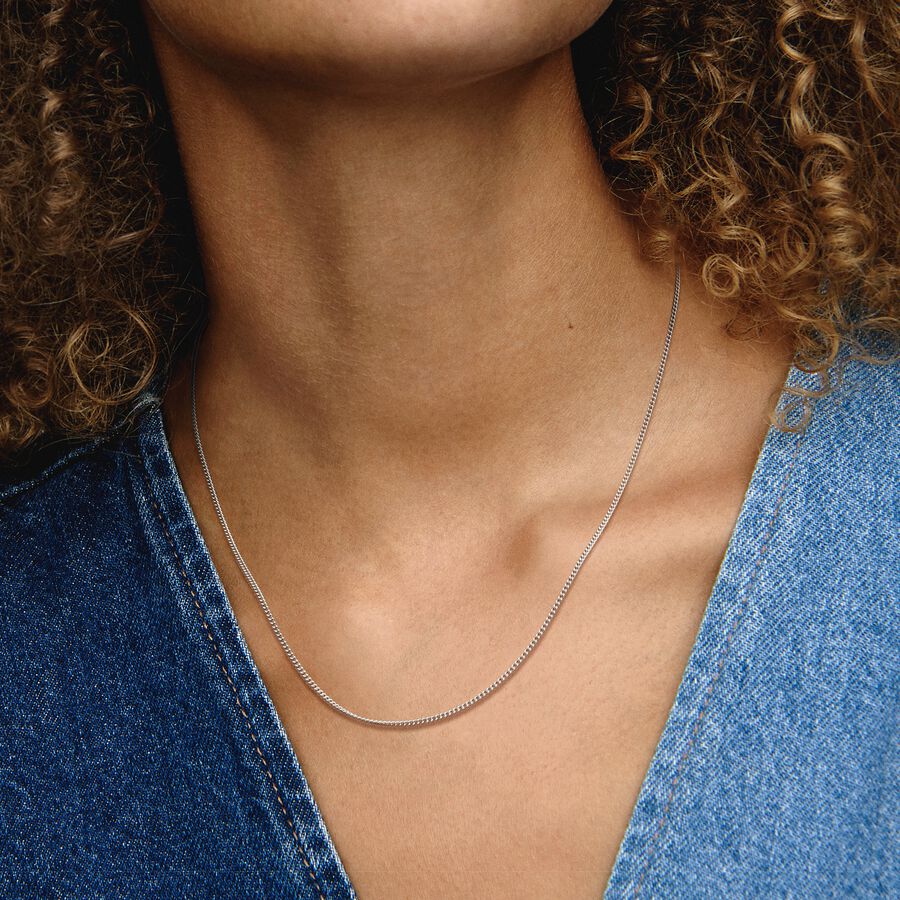 Curb Chain Necklace Sterling silver 60CM