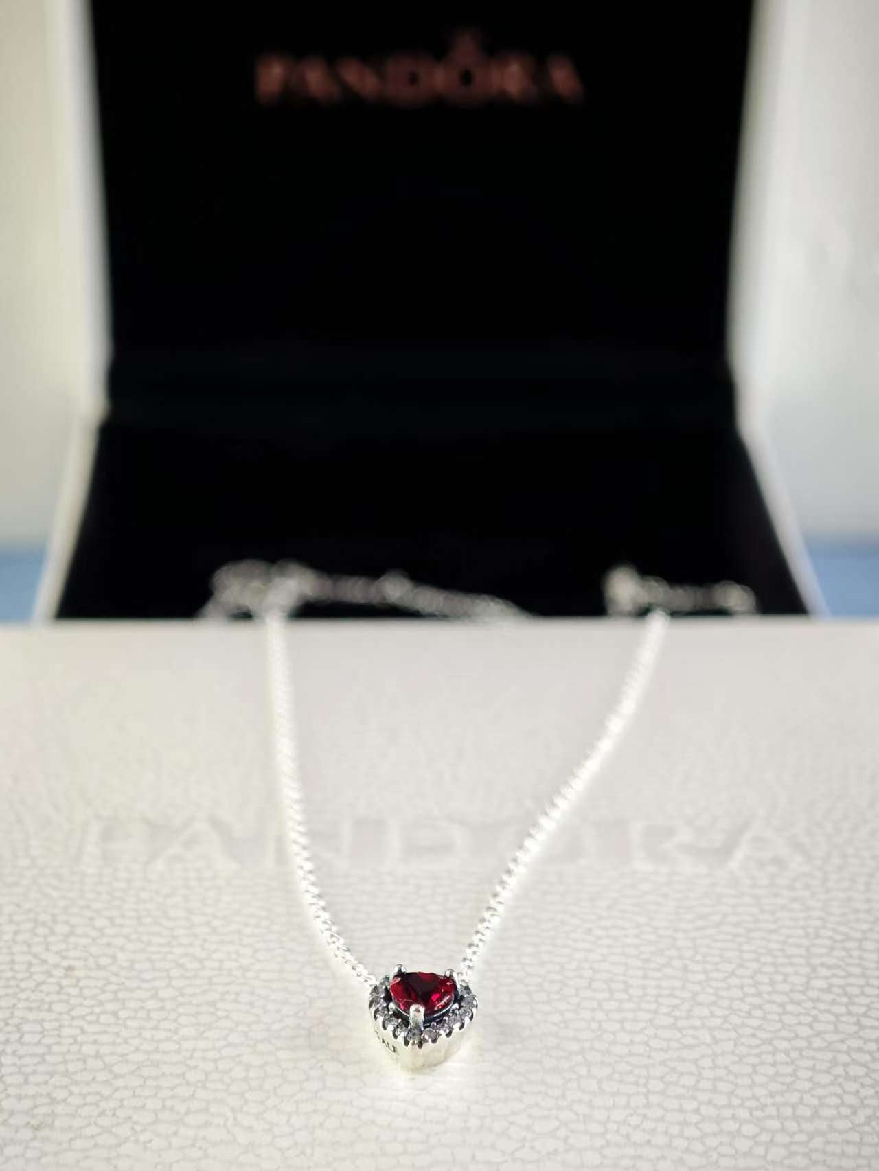 Elevated Red Heart Necklace Sterling Silver