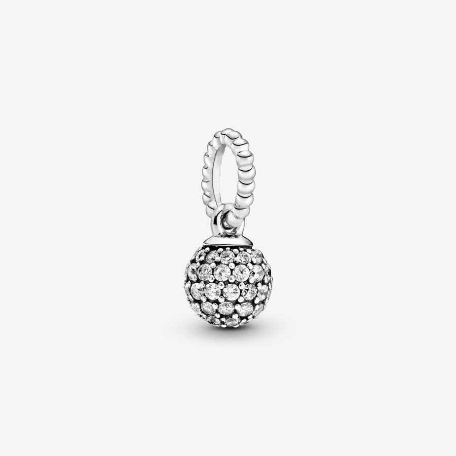 Silver Pave Ball Pendant