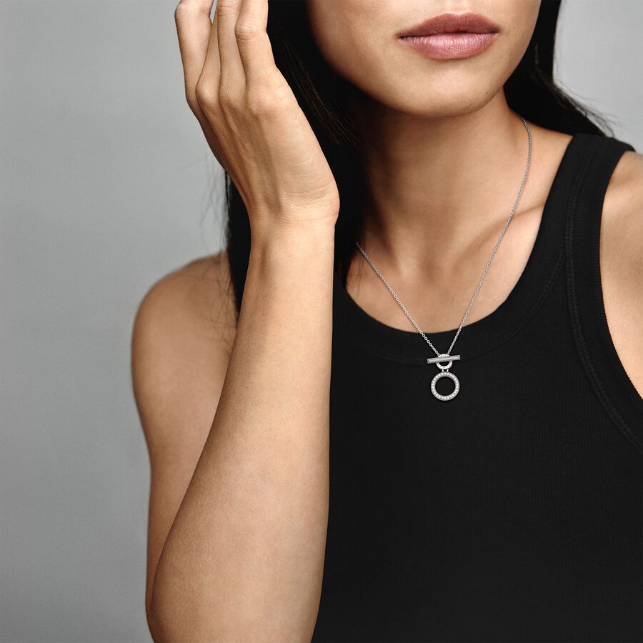 Double Hoop T-bar Necklace