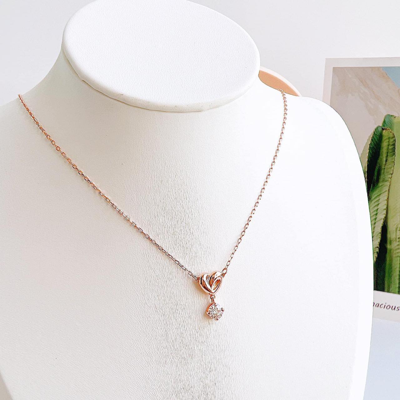 Lifelong Heart Pendant Necklace, White, Rose gold-tone plated