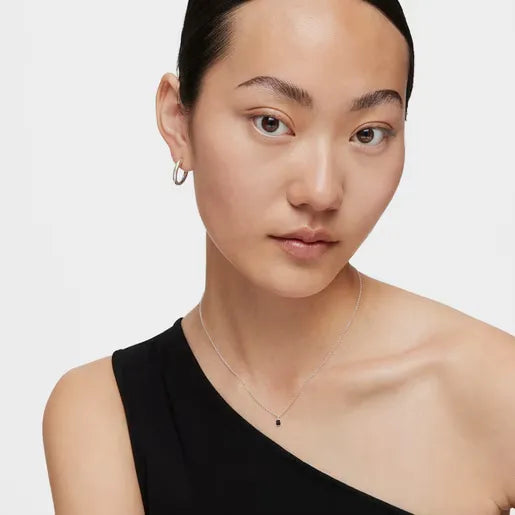 Mini Onix Necklace in Silver with Onyx 0,4cm.