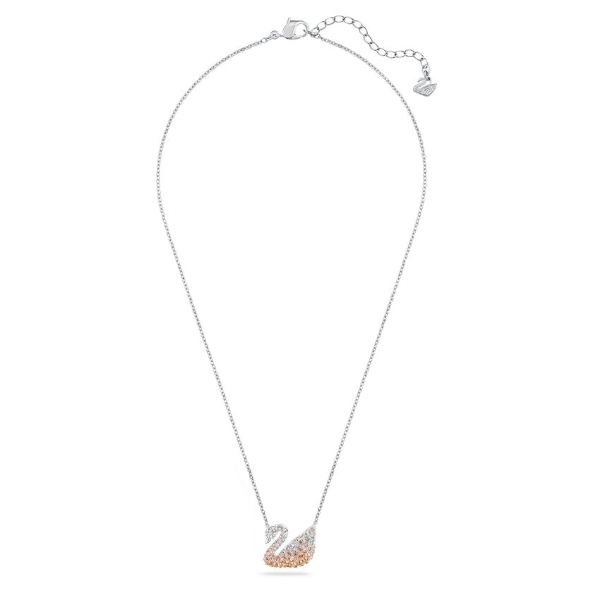 Sparkle Iconic Swan pendant, Medium, Beige, Rhodium plated