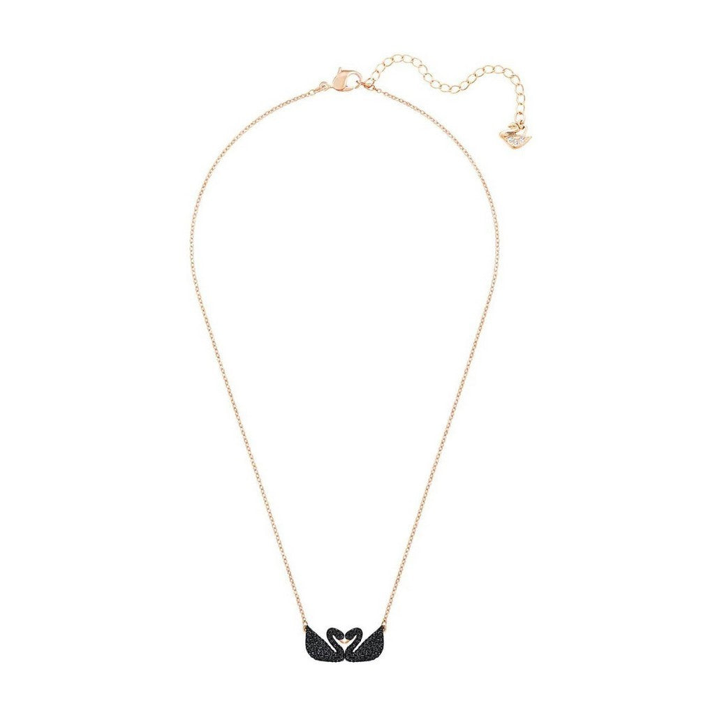 Iconic Swan Necklace, Black, Rose-Gold Tone Plated